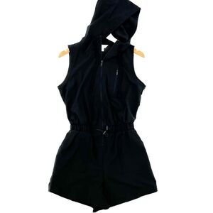Rae Mode Hooded Windbreaker Romper Black
